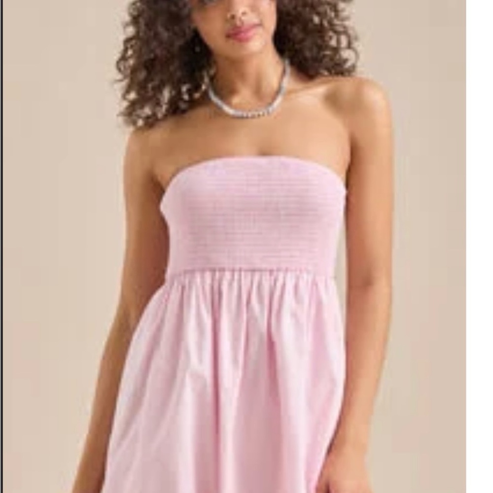 Altar'd State Pink Smocked Strapless Sundress